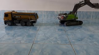 RC Huina 1593 Excavator Vs Land truck Huina 1573