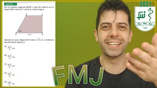 FMJ 2021 - Q17 Mat - Em um trapézio retângulo ABCD, o lado AD mede 6 cm