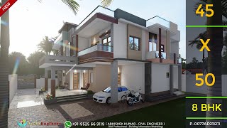 8 Bedroom House Design 3D | 🔥🔥 8 BHK House Design | 2250 Sqft |  Terrace Garden | Bungalow Design