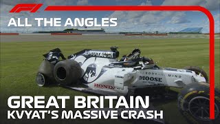 Daniil Kvyat's Massive Crash - All The Angles | 2020 British Grand Prix