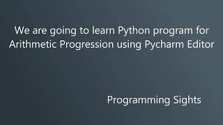 Python Program for Arithmetic Progression
