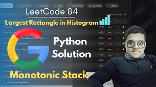LeetCode 84 - Largest Rectangle in Histogram | Stacks | Python Solution