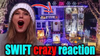 TAYLOR SWIFT reacts to Swift Kelce Christmas light house!