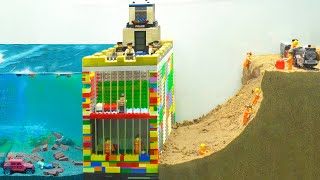 Lego Dam Breach Experiment - NEW LEGO Castle Wall with Prison Inside - Lego City Prison Break Fail