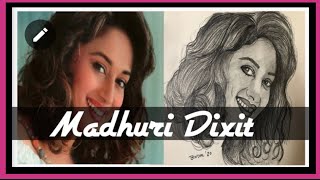 Superduper Actress Madhuri Dixit Shading Drawing | Timeless Drawing |BalluBlogg @DanceWithMadhuri