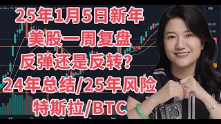 25年1月5日新年美股一周复盘，24年总结及25年两大风险；本周五反弹还是反转？SPY标普，QQQ纳斯达克下周走势及关键事项；BTCUSD比特币；特斯拉TSLA；交易不亏损关键在于什么？感恩相遇！