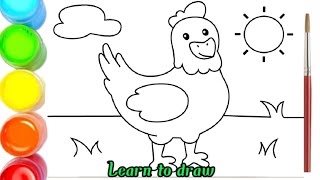 Drawing chicken for kids | Рисование и раскраска курицы для детей | Menggambar Ayam untuk Anak-anak