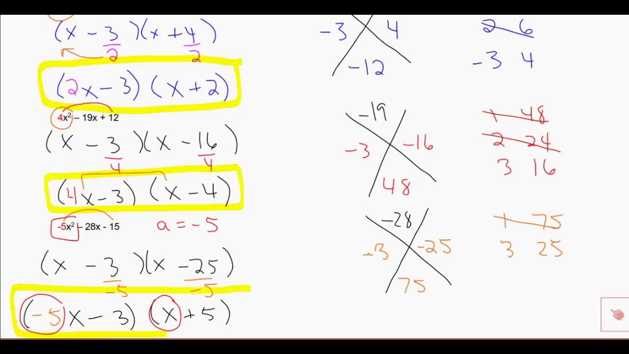 Factoring Quadratics With Leading Coefficients - YouTube