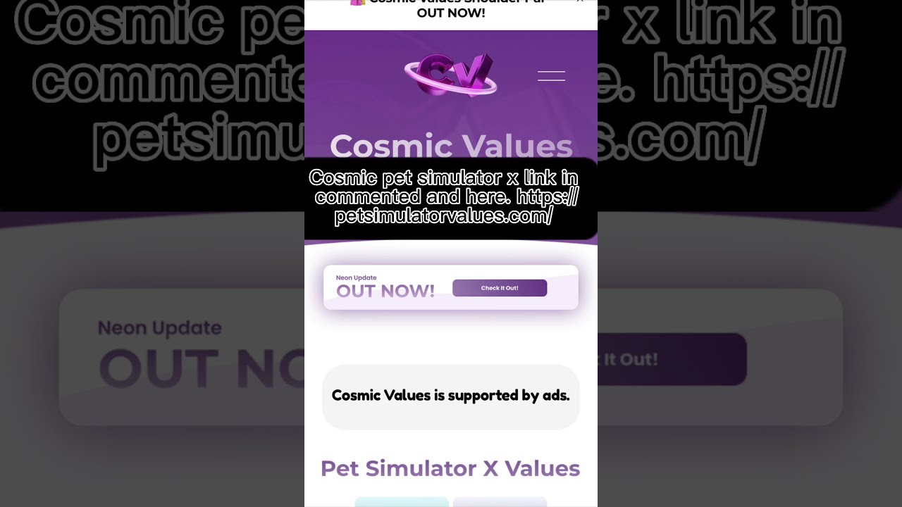 Cosmic values Pet simulator x link