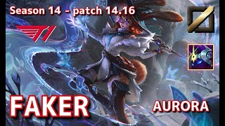 【KRサーバー/GM】T1 Faker オーロラ(Aurora) VS フェイ(Hwei) MID - Patch14.16 KR Ranked【LoL】