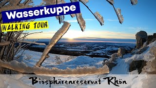 Winter walking on Wasserkuppe Mountain at Rhoen in Germany