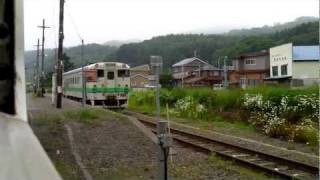 2011.7江差線キハ40神明→湯ノ岱車窓 Hokkaido Esashi line Shinmei to Yunotai