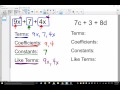 coefficients constants terms and like terms vocab review video