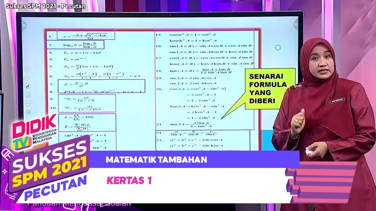 Senarai Rumus Matematik Tambahan Spm - Langkah Permohonan Menduduki ...