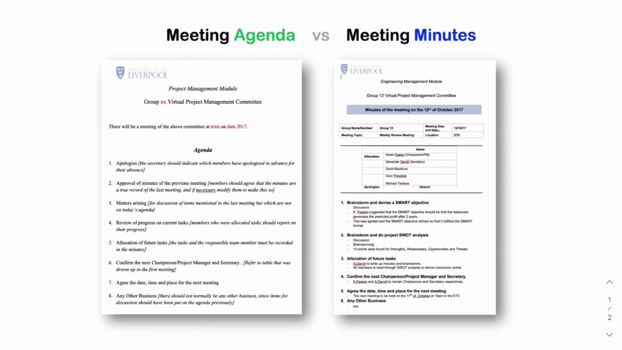 Meeting Agenda Vs Minutes - YouTube