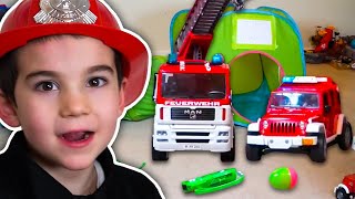 Fireman and Police Pretend Play | Firefighter & Cops and Robbers Skits for Kids | JackJackPlays
