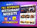 Build a Full Responsive Restaurant Website using HTML CSS JavaScript | Complete Single File Project