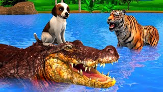 कुत्ते का पिल्ला बाघ और मगरमच्छ Puppy Dog Tiger and Crocodile Kahani - Hindi Kahaniya - हिंदी कहनिया