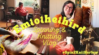 Cozy Knitting \u0026 Spinning Vlog | Emtothethird #Spin2KnitHarlow MAL