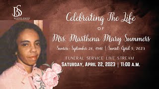 Marthena Mary Summers' Funeral Service Live Stream