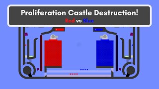 Red vs Blue - Proliferation Castle Destruction - Algodoo Marble Race