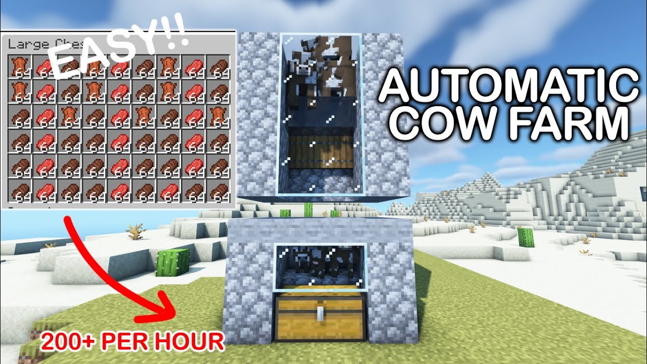 Minecraft Automatic Cow Farm 1 19 Youtube