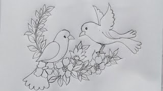 Two birds drawing / birds drawing easy and simple