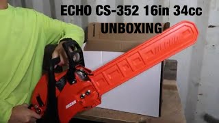 CS-352 ECHO 16 in. 34 cc Gas 2-Stroke Cycle Chainsaw. Unboxing and first time use!