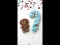 Candy Cane & Gingerbread Man Cookies! 🤤 #cookiedecorating #shorts