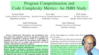 Read a paper: Program Comprehension and Code Complexity Metrics