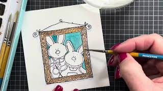 Framed Bunnies Watercolor Demo