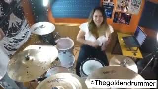 this female drummer is on the loose she play to this track is rock #drum  #drumming