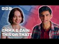 Emma Myers & Zain Iqbal - This or That Challenge | A Good Girl's Guide to Murder - BBC