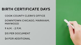 3 Cook County Clerk's Offices open for Birth Certificate Days