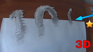 3D Drawing Loch Ness Monster -Trick Art Optical Illusion | Fast Motion