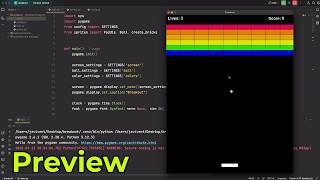 Coding Breakout Game in Python - No Talking - Background Music