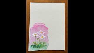 誰でも描けるハガキ絵💕【マーガレット】手書き・花・水彩画[Margaret] handwriting, flower, watercolor