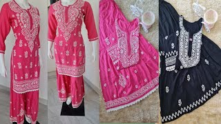 New modal #hand thread# work chikankari# kurti @Heeba Lucknowi chikan