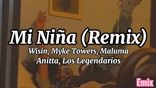Wisin, Myke Towers, Maluma - Mi Niña (Remix) (Letra/Lyrics) ft. Anitta, Los Legendarios