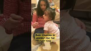 Shanaya is standing for the first time #baby #firsttime