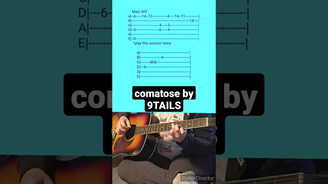 Comatose By 9TAILS- Acoustic Guitar Tab #shorts - YouTube