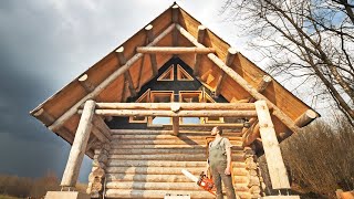 Building the BIGGEST DIY Log Cabin / Working OFF GRID / Second Year REVIEW ( Woo