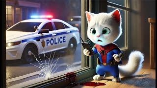 Spider Cat🙀 calls Police👮‍♂ about domestic violence #ai #catlover #catvideos #cutecat #aicat