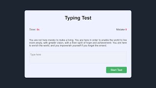 Typing Test Web App Using HTML, CSS & JavaScript - JavaScript Projects