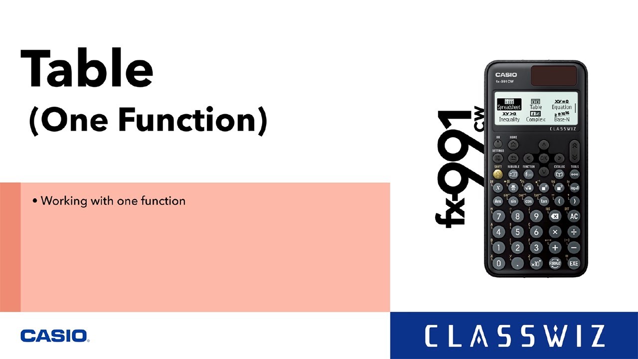 Classwiz Cw Series Calculator Tutorial Table One Function Youtube