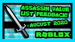 Assassin Knife Value List 2020 August - roblox assassin codes new june 2017