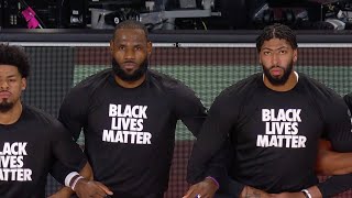 LeBron, AD, Kawhi, PG Lock Arms And Kneel During National Anthem Before Lakers-Clippers Game