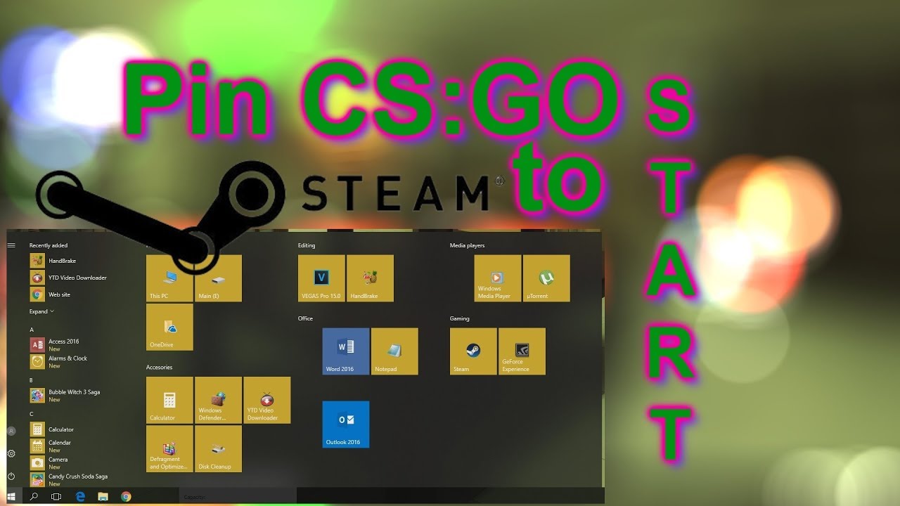 How To Pin Steam Games Shortcut To Start Menu Or Desktop Windows 10 ...