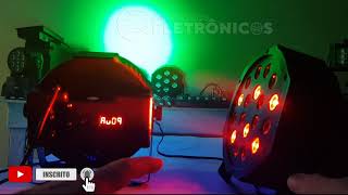 Canhão Jogo De Luz 18 LED Strobo Efeito RGB Dicas Como Configura Iluminação para festa 789-9