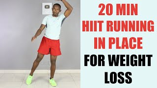 20 Minute HIIT Running In Place for Weight Loss/ Intense Cardio Workout